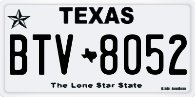 TX license plate BTV8052