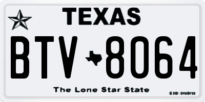 TX license plate BTV8064