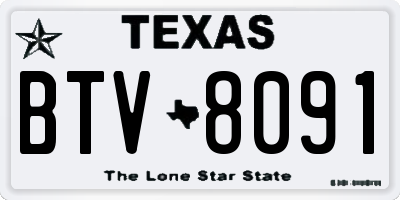 TX license plate BTV8091