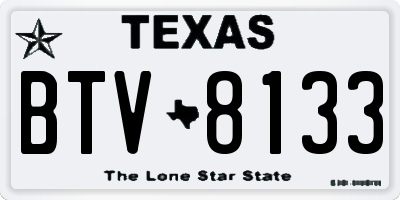 TX license plate BTV8133