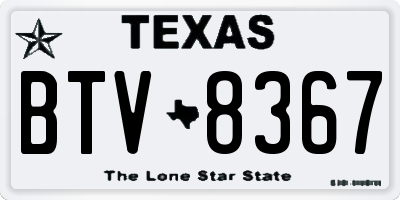TX license plate BTV8367