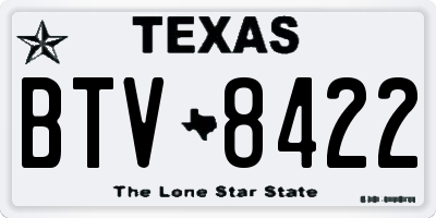 TX license plate BTV8422