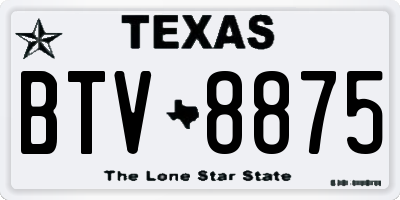 TX license plate BTV8875