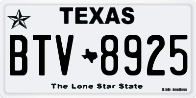TX license plate BTV8925