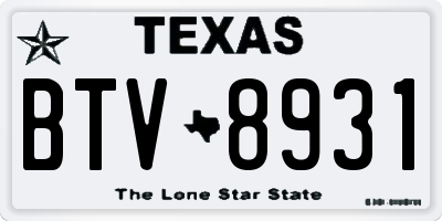 TX license plate BTV8931