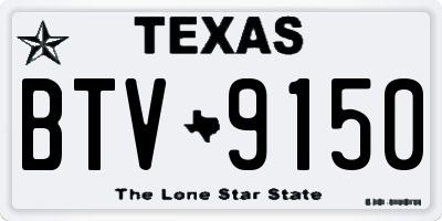 TX license plate BTV9150