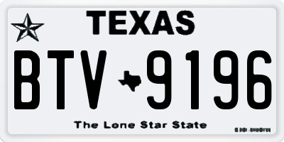 TX license plate BTV9196