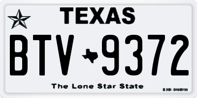 TX license plate BTV9372