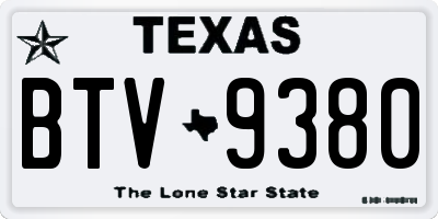 TX license plate BTV9380