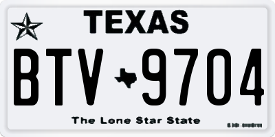 TX license plate BTV9704