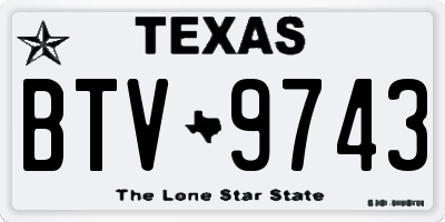 TX license plate BTV9743