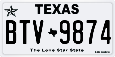 TX license plate BTV9874
