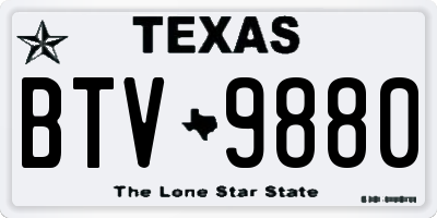 TX license plate BTV9880