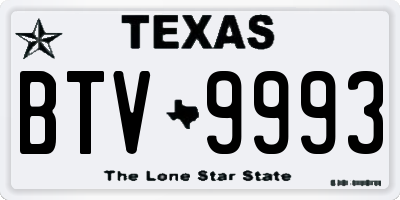 TX license plate BTV9993