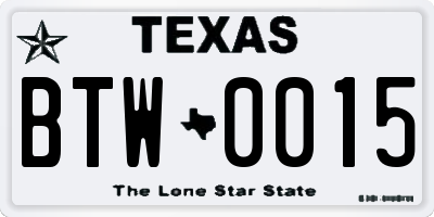 TX license plate BTW0015