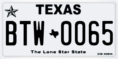 TX license plate BTW0065