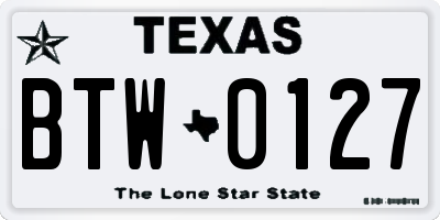 TX license plate BTW0127