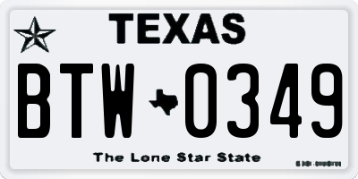 TX license plate BTW0349