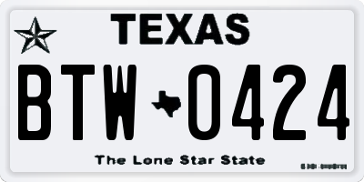 TX license plate BTW0424