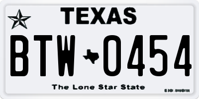 TX license plate BTW0454
