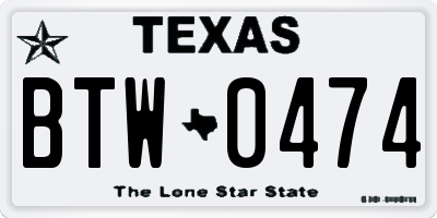 TX license plate BTW0474