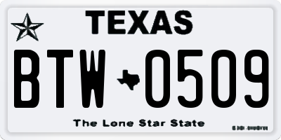 TX license plate BTW0509