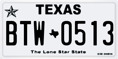 TX license plate BTW0513