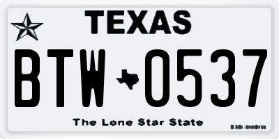 TX license plate BTW0537