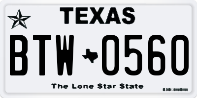 TX license plate BTW0560
