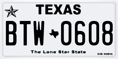 TX license plate BTW0608