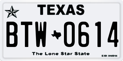 TX license plate BTW0614