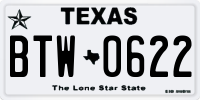 TX license plate BTW0622