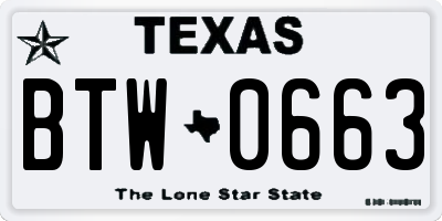 TX license plate BTW0663
