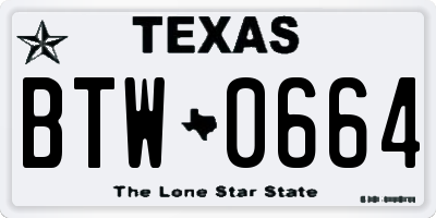 TX license plate BTW0664