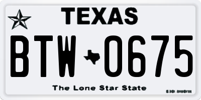 TX license plate BTW0675