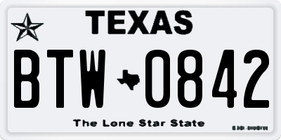 TX license plate BTW0842