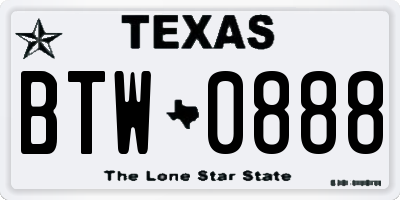 TX license plate BTW0888