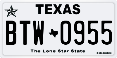 TX license plate BTW0955
