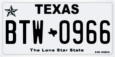 TX license plate BTW0966