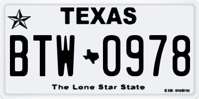 TX license plate BTW0978