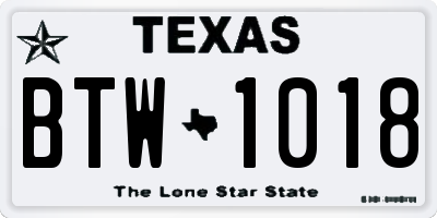 TX license plate BTW1018