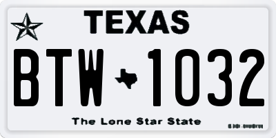 TX license plate BTW1032