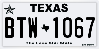 TX license plate BTW1067