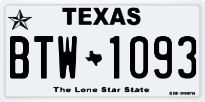 TX license plate BTW1093