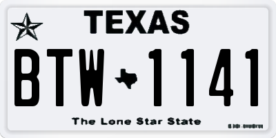 TX license plate BTW1141