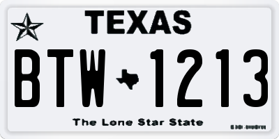 TX license plate BTW1213