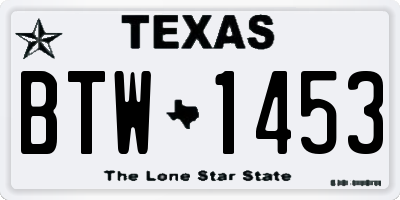 TX license plate BTW1453