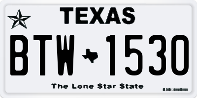 TX license plate BTW1530