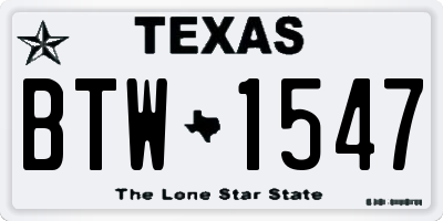 TX license plate BTW1547