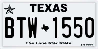 TX license plate BTW1550